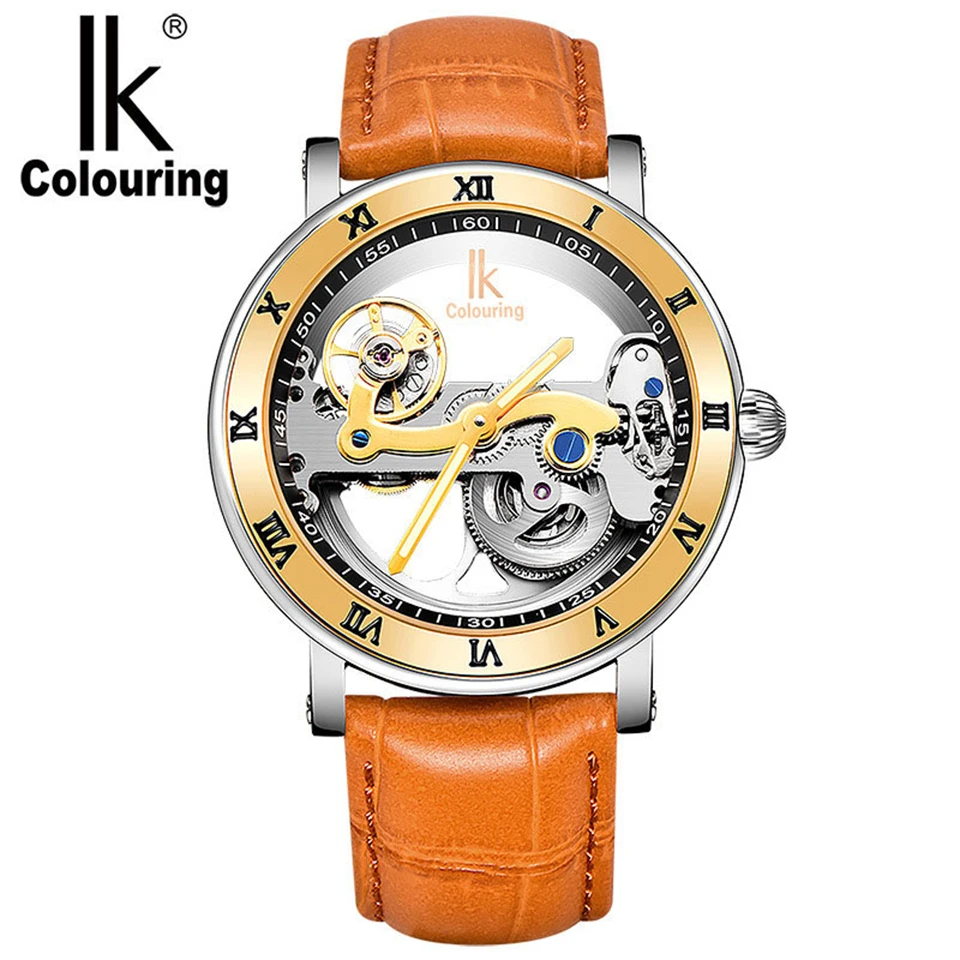 IK Coloring Aunique Мужские автоматические механические часы Топ бренд Роскошный кожаный