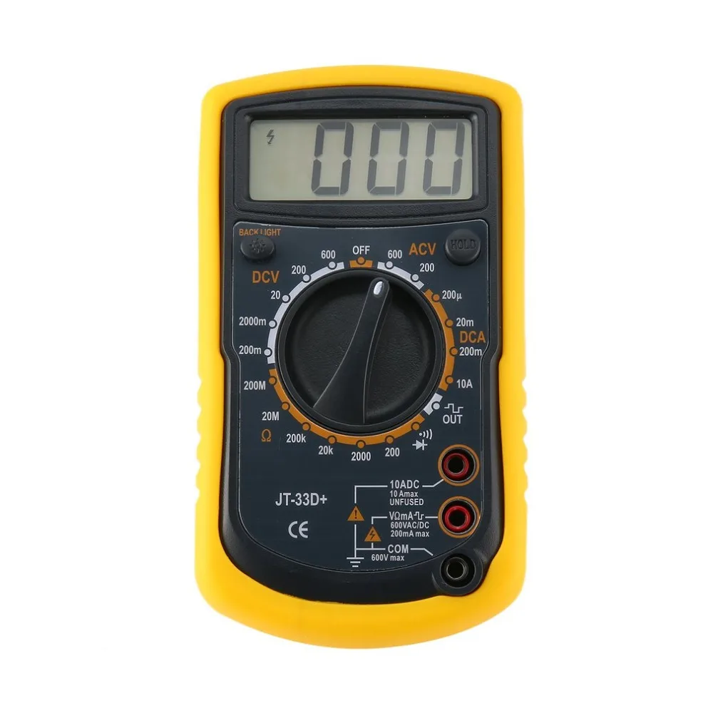 JTW JT-33D Portable Backlight LCD Digital Multimeter AC/DC Voltmeter Ammeter Diode Resistence Continuity Tester Data hold | Инструменты