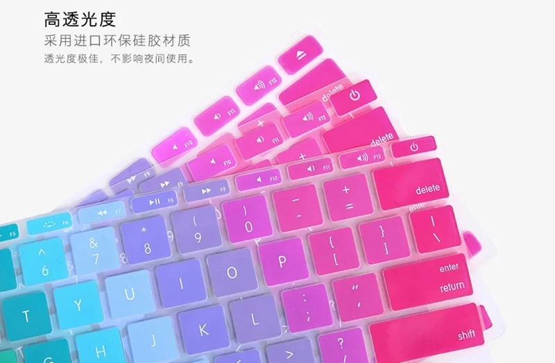 Цветной силиконовый чехол для клавиатуры с английской надписью Rainbow США macbook air 12