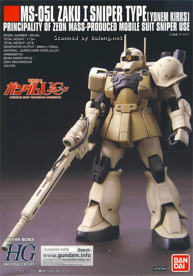1 шт. Bandai 1/144 HGUC 137 ms 05l Заку я Снайпер Тип Гандам мобильный костюм сборки модель