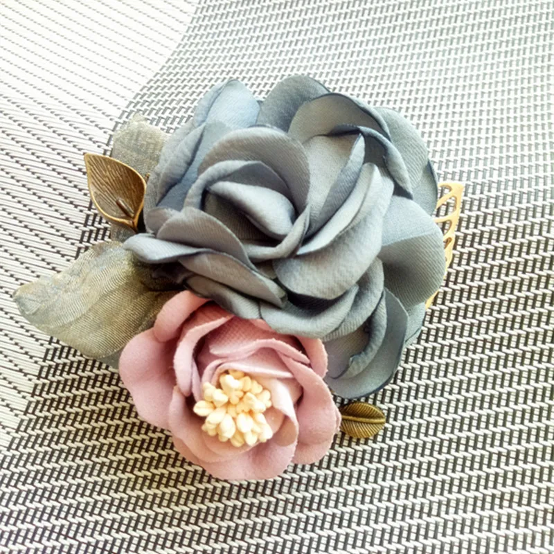 New Woman Brooches Handmade Yard Fabric Flowers Pin Vintage Leaf Suits Fashion Jewelry Coat Corsage Accessories | Украшения и