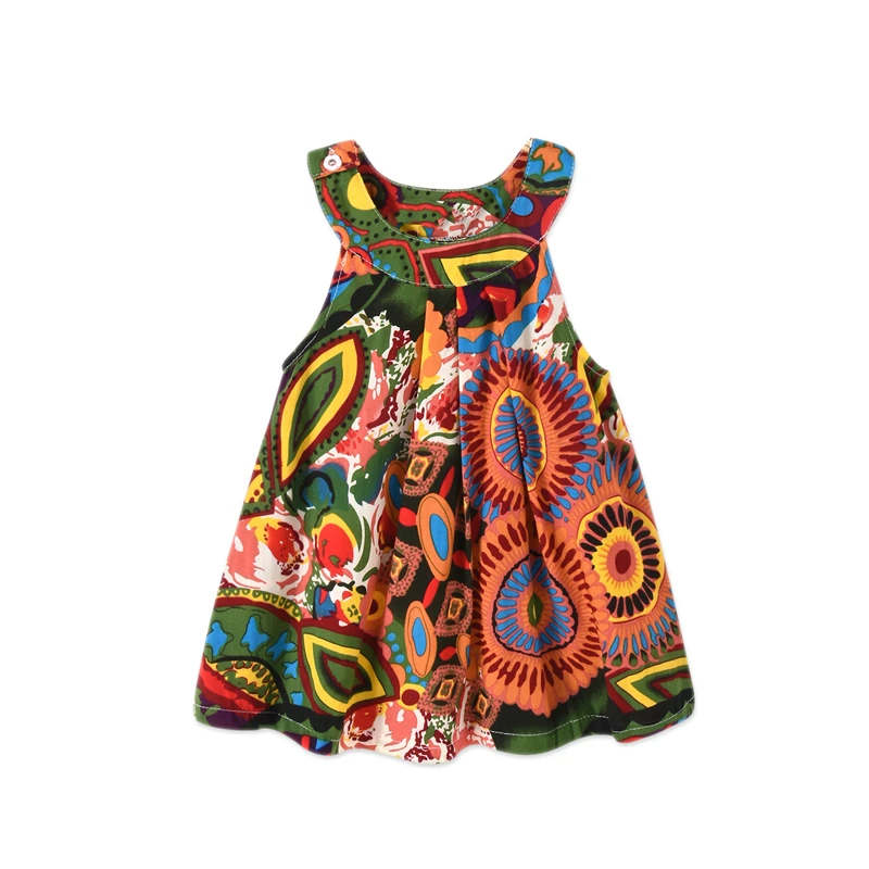 Летнее платье для девочек детская одежда маленьких комикс граффити без рукавов с
