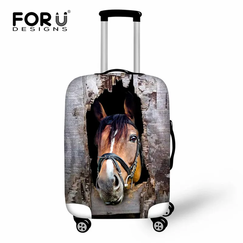 FORUDESIGNS/Аксессуары для путешествий с 3D рисунком лошади Carzy, эластичный Чехол для багажа, чехол для костюма тележки, защитный чехол-Пыльник - Цвет: C0354