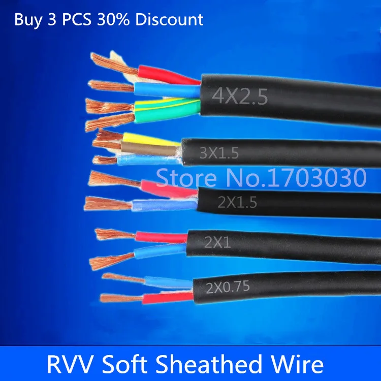 20/22 AWG 0,3/0,5 мм^ 2 RVV источник питания 2-16 провод и кабель медный кабель Электрический 1 м