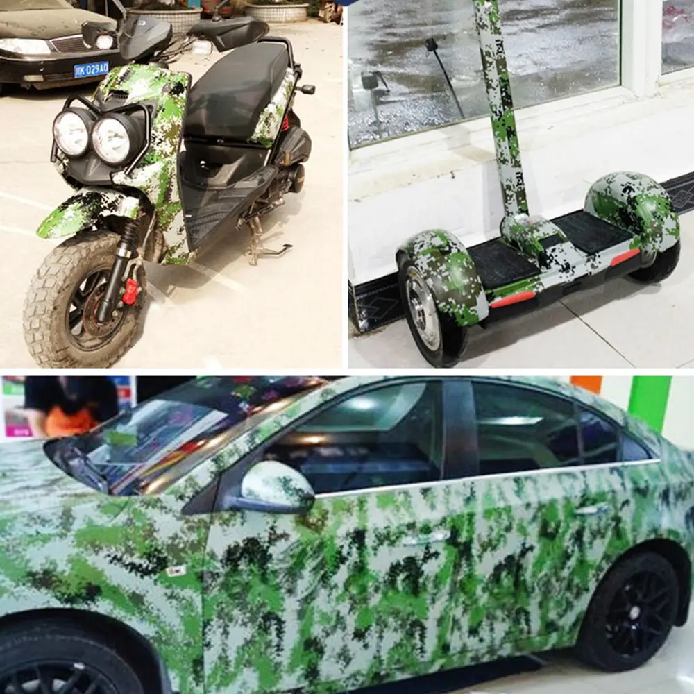 Камуфляжная виниловая пленка на автомобиль из ПВХ 152x20 см цифровая армейская