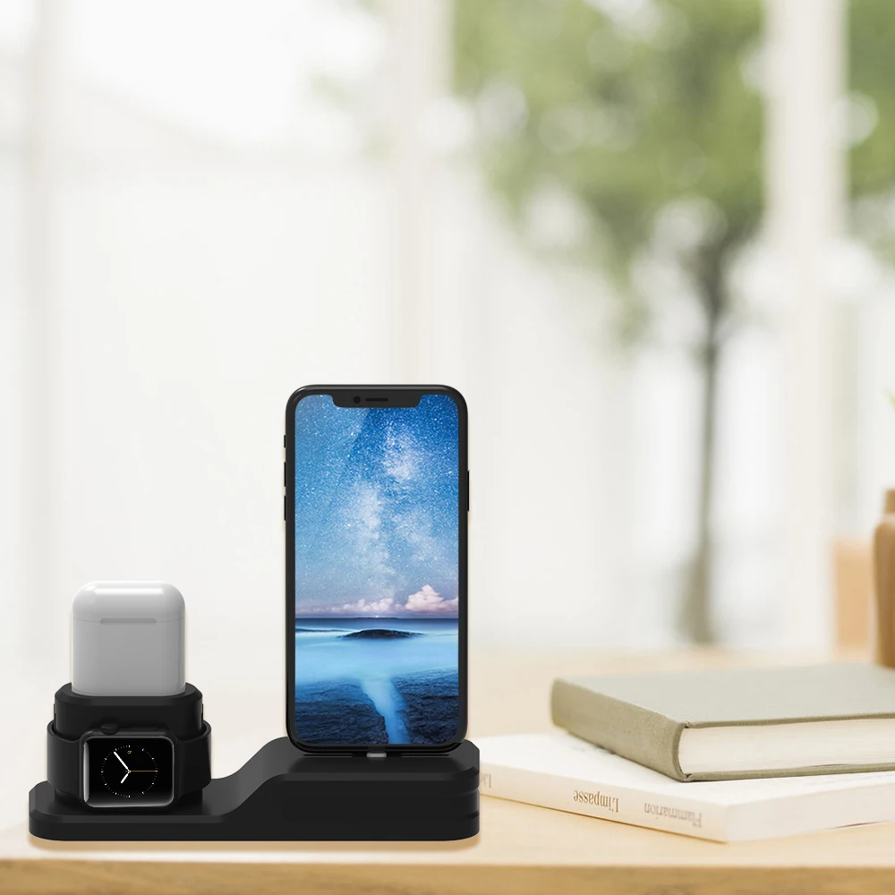 3 в 1 зарядная док-станция для Apple watch/Airpods силиконовая подставка
