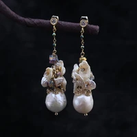 designer hand woven natural baroque style fashion female earrings