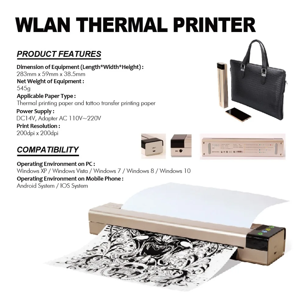 

Newest Portable Bluetooth Thermal Tattoo Printer Transfer Machine