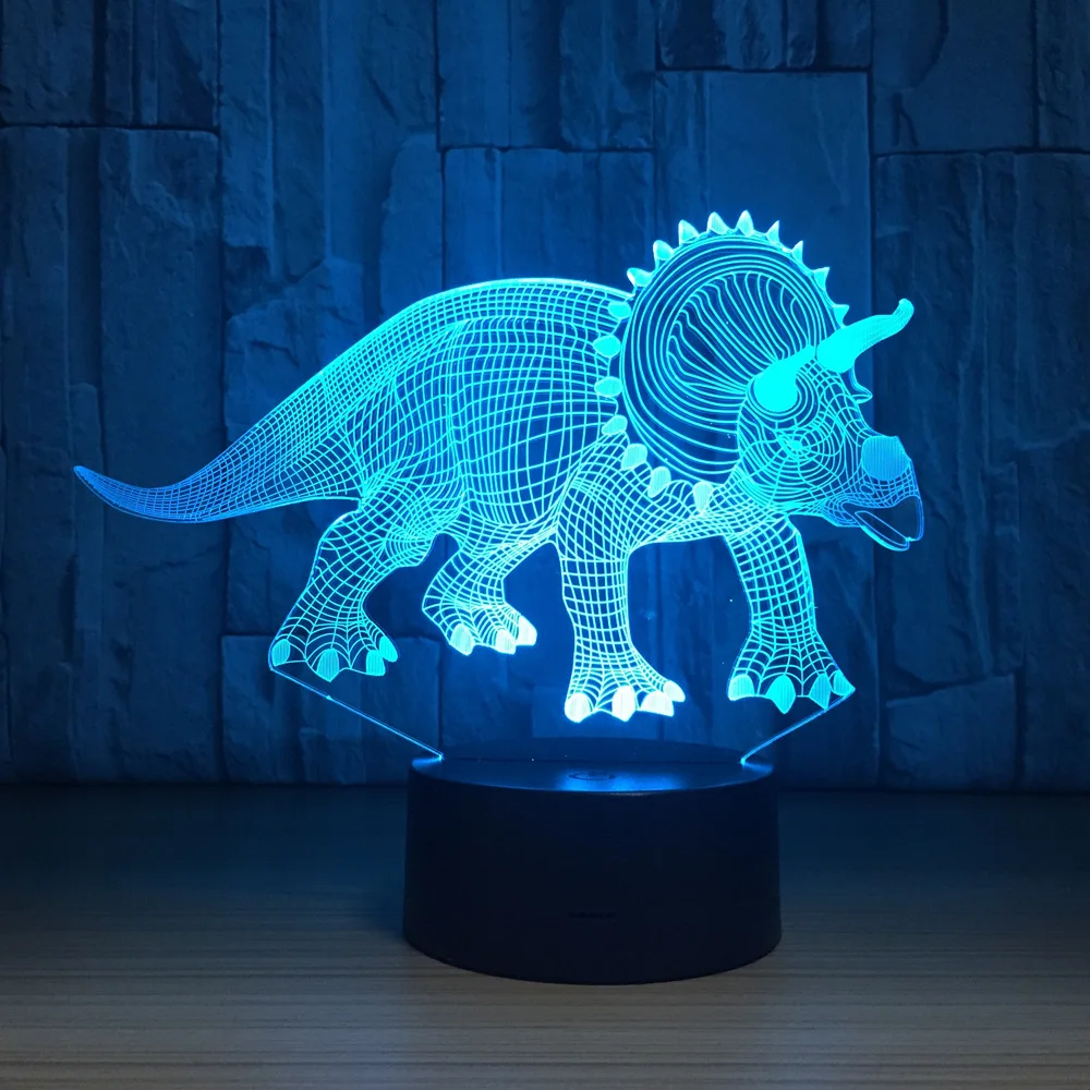Динозавры 3D настольная лампа светодиодный цветной ночник детский подарок на день рождения USB Освещение сна украшение дома с 7 цветов оптом