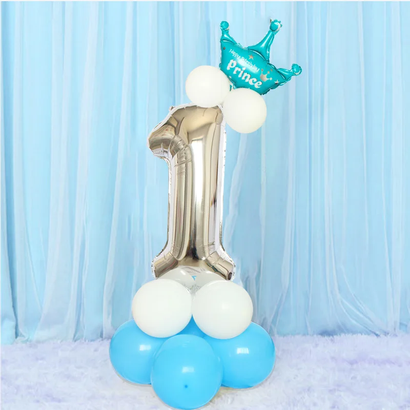15pcs silver blue Первый С Днем Рождения шар цвета розового золота баннер My 1st 1 один год вечерние украшения дети ребенок мальчик девочка взрослый гирлянда поставки синий - Цвет: 15pcs silver blue