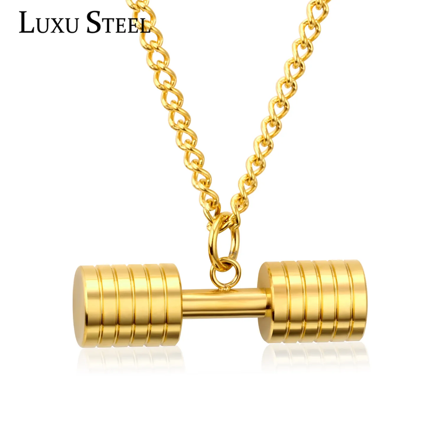 Модные мужские ожерелья и подвески LUXUSTEEL из нержавеющей стали золотого цвета для