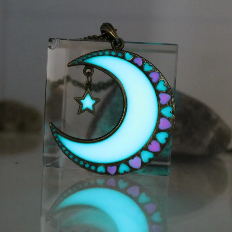 Ожерелье с подвеской в виде светящейся Луны|necklace moon|glow in darkglow the dark |