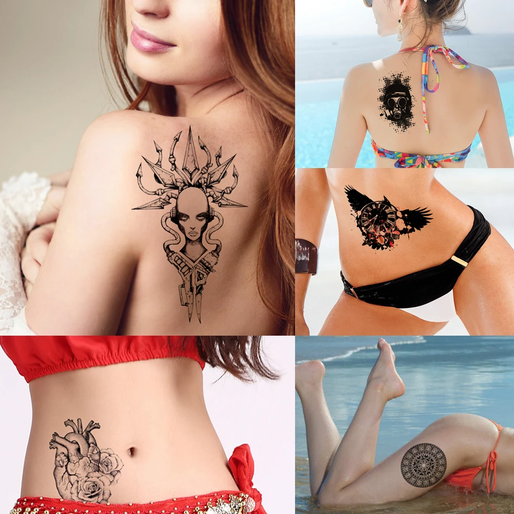 1 Sheet Creative Waterproof Tattoo Paste Paper KM-030 Flower Arm Body Art Drop Pattern Temporary Sticker for Beauty Women | Красота и