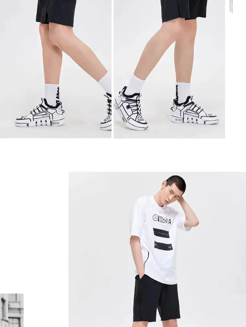 Li-Ning Мужская серия WADE спортивные шорты с раздельным подолом 88% полиэстер 12% спандекс подкладка спортивные шорты стандартной посадки AKSP111 MKD1635