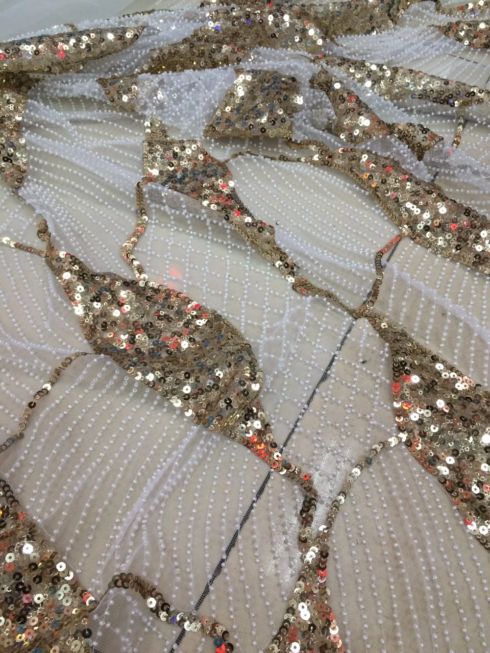 luxury beaded embroidery tulle fabric african net lace SYJ-12953 with sequins | Дом и сад