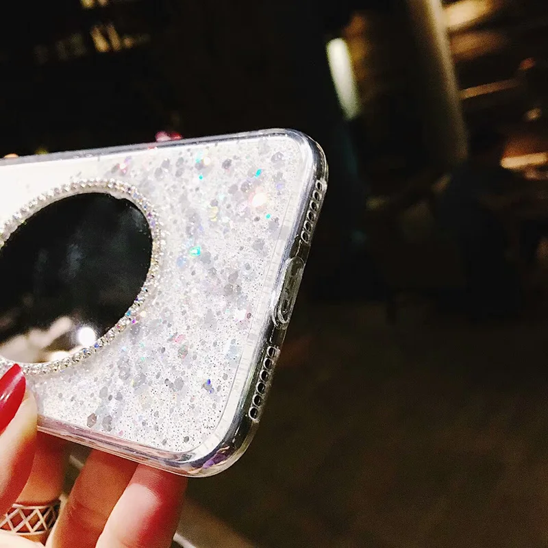 Модные блестящие блестка блестками Зеркало чехол для iPhone X прозрачный мягкий