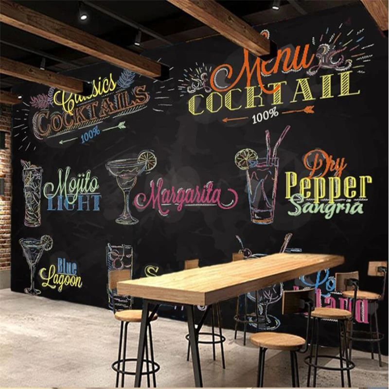 

beibehang Wallpaper Customize Any Size Wallpaper Mural Hand Painted Creative Drink Juice Cafe Tooling Wall Papel de parede