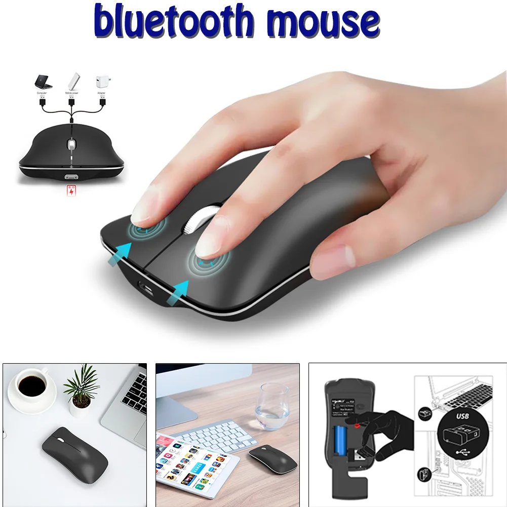 Модная Двухрежимная Беспроводная игровая мышь с Bluetooth или 2,4G для ноутбука, компьютера, мыши с usb-приемником, перезаряжаемая батарея