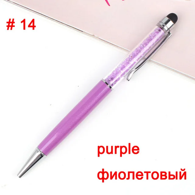 24 цвета кристальная шариковая ручка модный креативный Стилус для письма канцелярская ручка для офисов и школ шариковая ручка черный синий - Цвет: 14