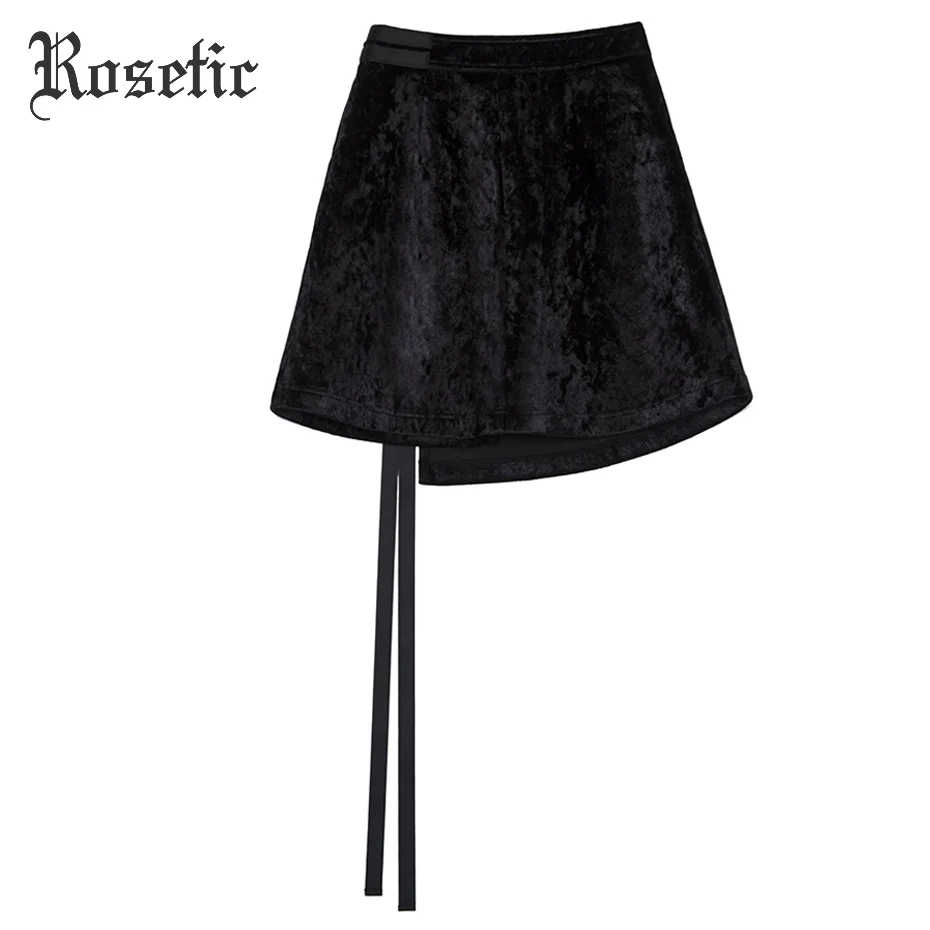 Rosetic, готическая юбка, черная, женская, осенняя, бандажная, Мини юбка, модная, имперская, на шнуровке, сексуальная, тонкая, опрятная, уличная, Harajuku, готическая юбка