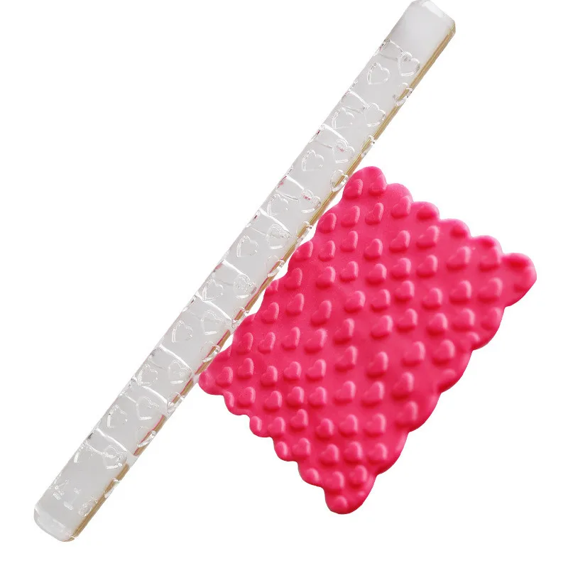 6.69' Loving Heart Embossing Acrylic Non-stick Glide Fondant Rolling Pin Cake Dough Roller Decorating 9066 | Дом и сад