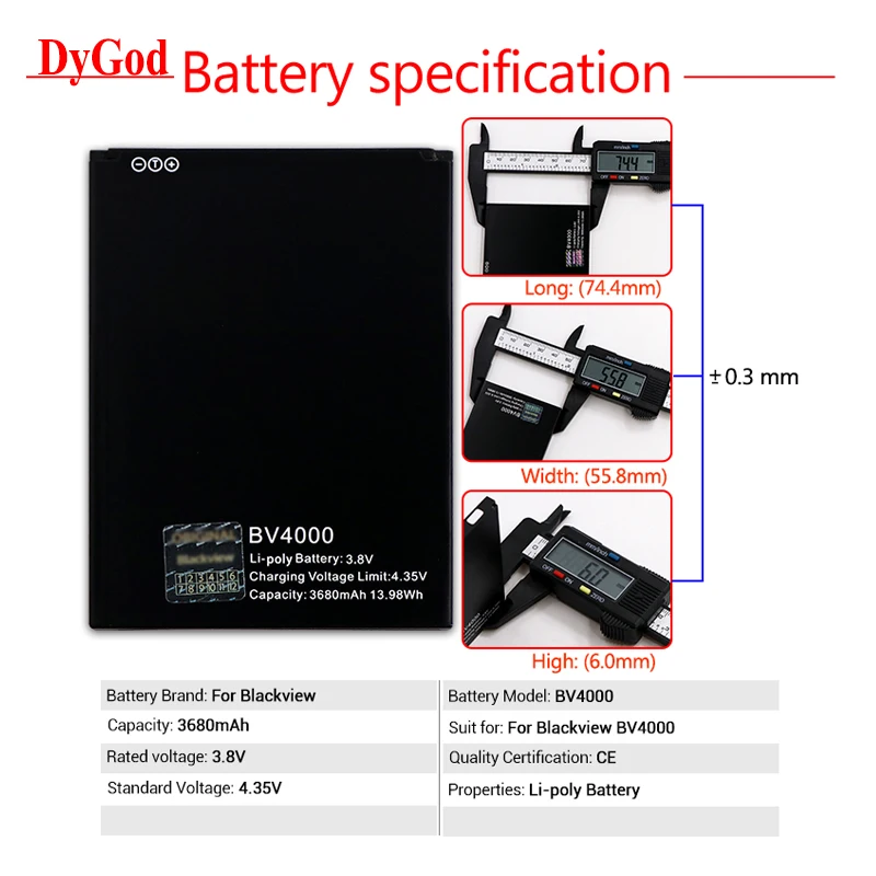 Аккумулятор DyGod 3680 мАч для Blackview BV4000 Сменный аккумулятор Pro батареи