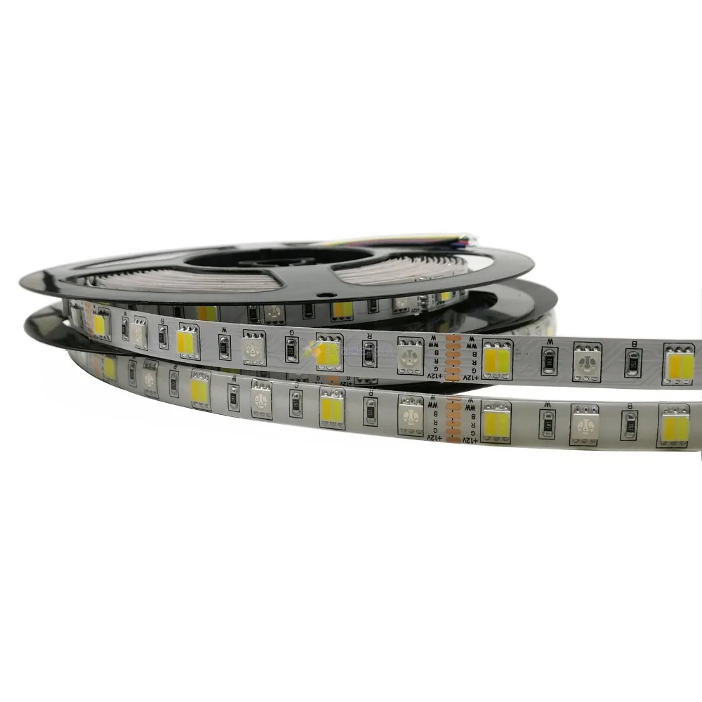 Светодиодная лента RGB + CCT 5050 SMD 60 светодиодов/м 5 м холодный белый теплый 2 в 1 гибкая