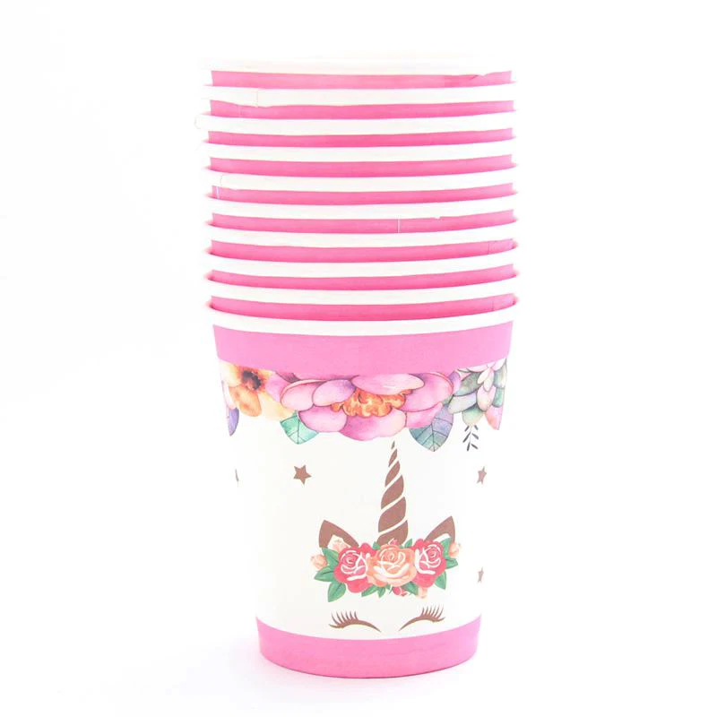 pink cup 10pcs 1 компл. 29*40 см Единорог бумажная Складная пиньята Дети Девочки Мальчики День рождения поставщик с днем рождения украшения вечерние игрушки игры подарок - Цвет: pink cup 10pcs