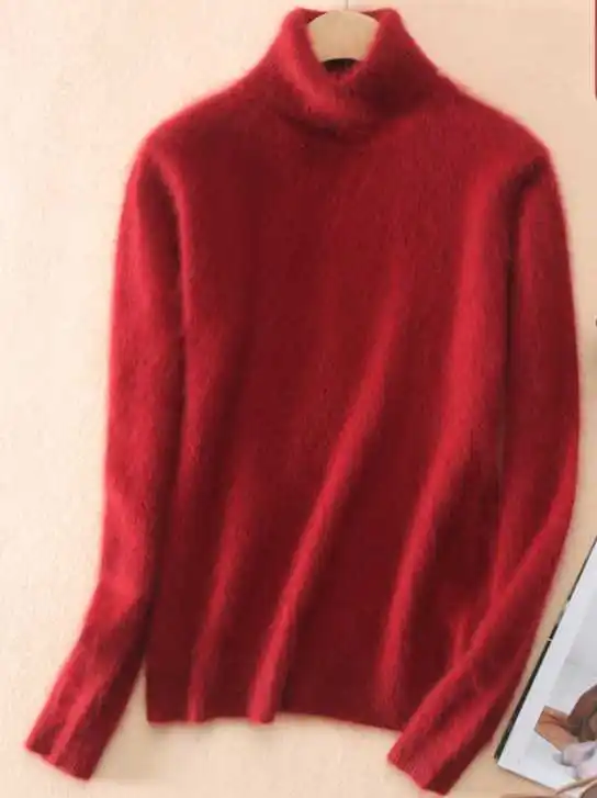 2018 Warm Mink Cashmere Soft Elastic Sweaters and Pullovers Women Autumn Winter Sweater Turtleneck Female Brand Pullover | Женская