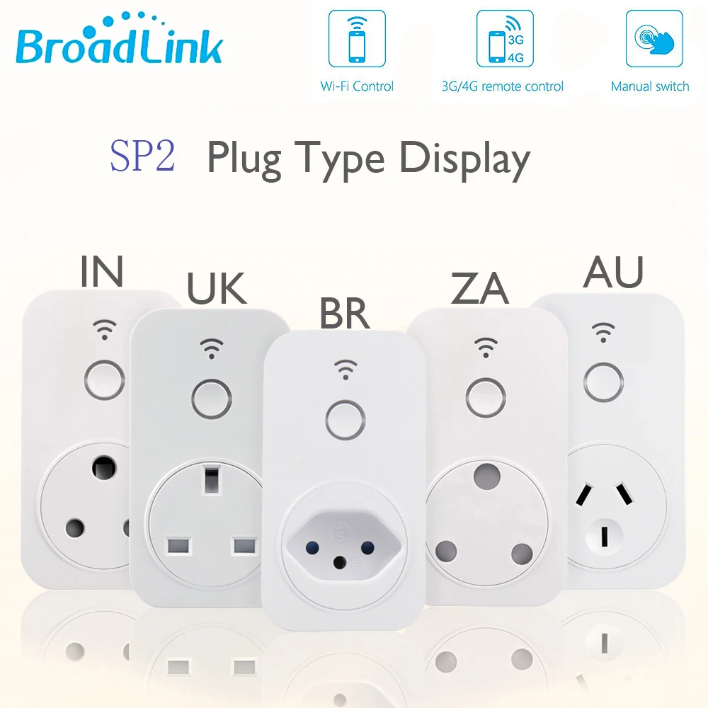 Broadlink умный дом WiFi переключатель умная розетка работает с Alexa Google Home SP2 ZA IN BR UK AU EU