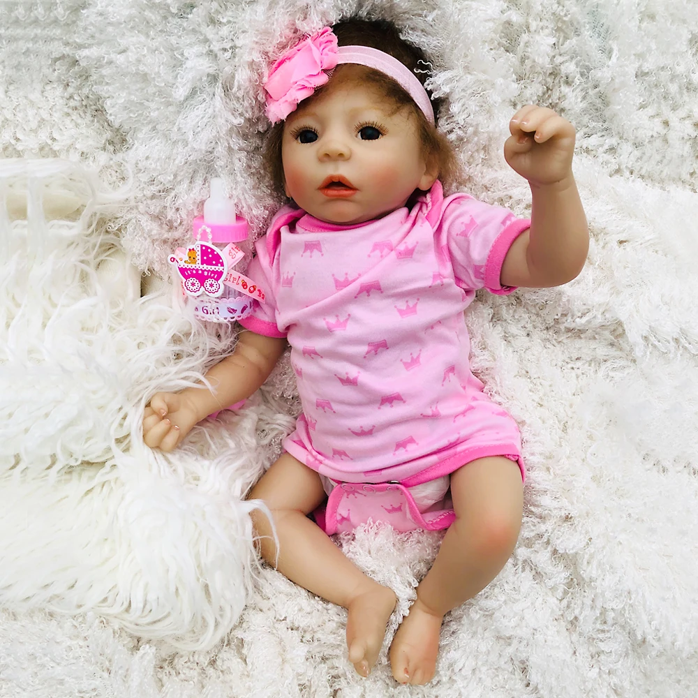 46 см силиконовые куклы для новорожденных с розовым цветком повязка на голову