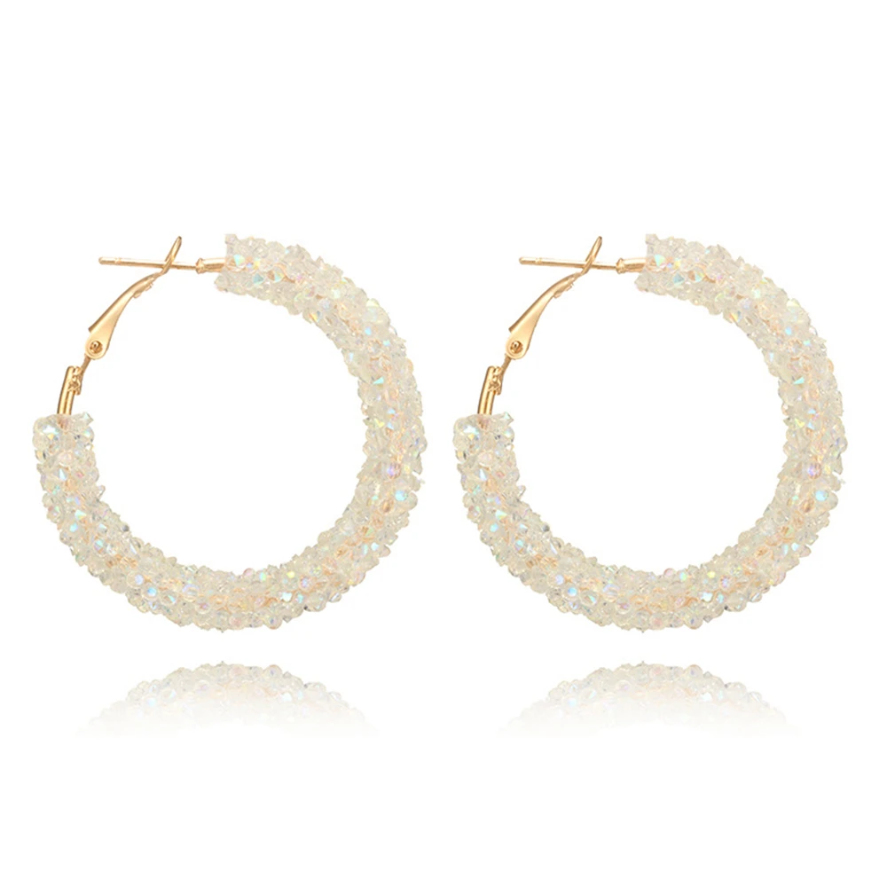 Серьги кольца женские в богемном стиле с кристаллами|hoop earrings rhinestone|designer hoop earringshoop