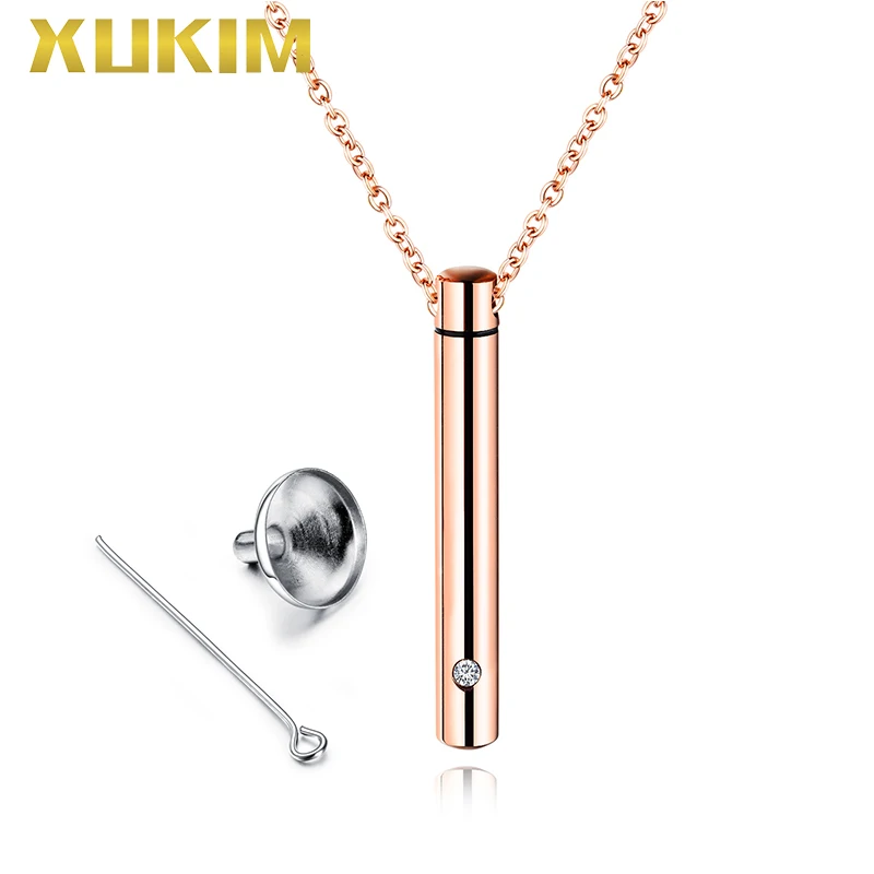 WPO407-7 Xukim ювелирные изделия Духи Ожерелье Подвески цилиндр ПЭТ кость пепельница