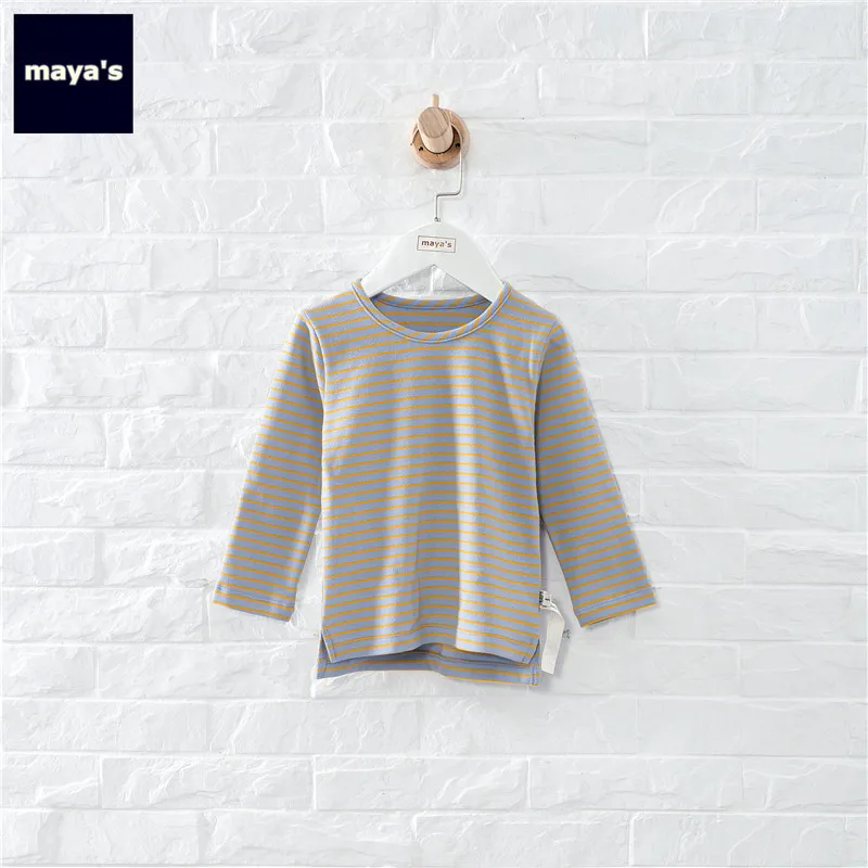 Mayas/весна 2019 хлопковые рубашки в полоску с длинными рукавами для девочек дышащие