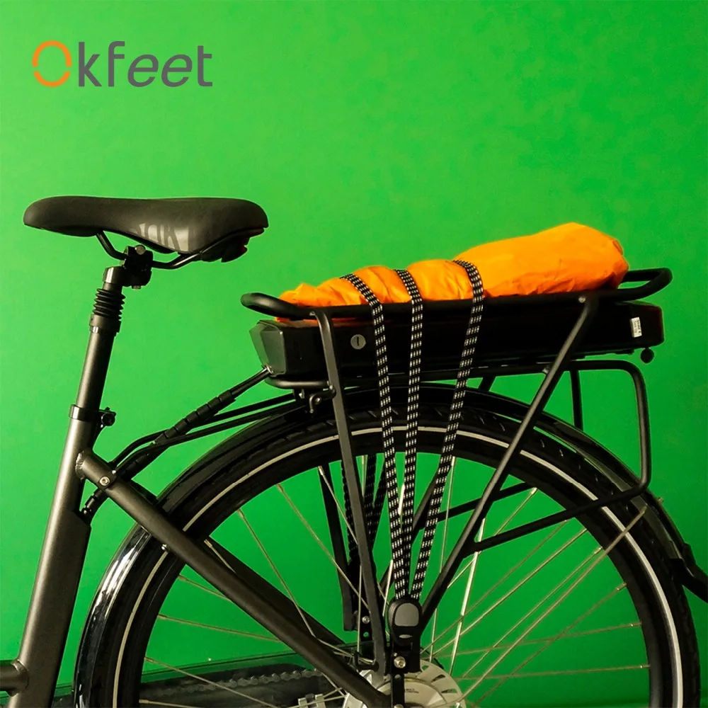 Okfeet задний багажник крепящийся за сиденье велосипедный ремень растягивающийся эластичный Натяжной трос для велосипеда с 2 крючками бандажные Ремни Пояс коробка упаковочная веревка 70 см