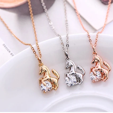 2016 модное ожерелье с подвеской в виде милого пони женские модели цепочка для