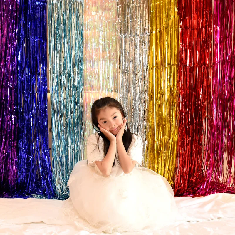 1m*2m wedding backdrop tinsel curtain photo booth backdrop foil door curtain birthday sequin backdrop mermaid party decorations