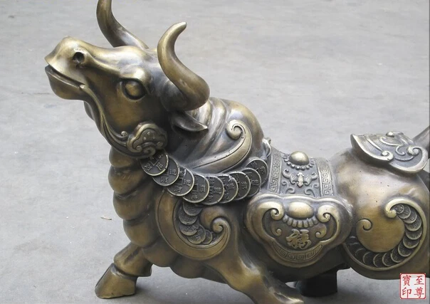 bir 006087 20&quotChina Bronze luck in making money fengshui Cow OX bull statue | Дом и сад