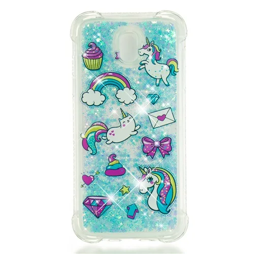 Blue Unicorn Роскошный Блестящий Мягкий ТПУ чехол для samsung Galaxy S7 край S8 S9 плюс A3 A5 A7 J3 J5 J7 A8 плюс с блестками жидким песком чехол - Цвет: Blue Unicorn