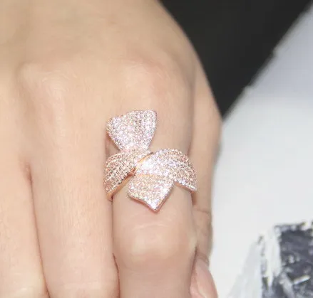 Женские 925 пробы-серебро-ювелирные изделия фианит Анель кольца с бантом jewellery женское кольцо подарок