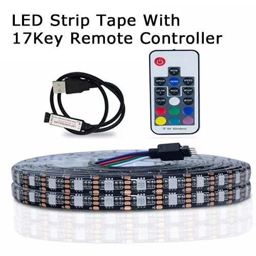 17key remote strip EeeToo светодиодная подсветка под шкаф RGB ленты Спальня лампа Водонепроницаемый легко Установка 5В USB Порты и разъёмы Кухня освещение для шкафа 0,5 HDMI кабель 1 м 2 м - Цвет: 17key remote strip