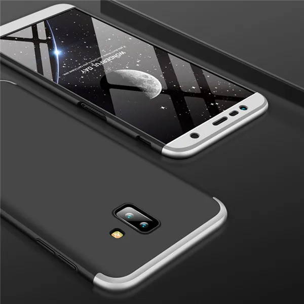 Для samsung Galaxy J6 Plus чехол для J6 Prime 360 полная защита+ ультра тонкий защитный чехол для телефона J610F SM-J610F J610 Coque - Цвет: Black  silver