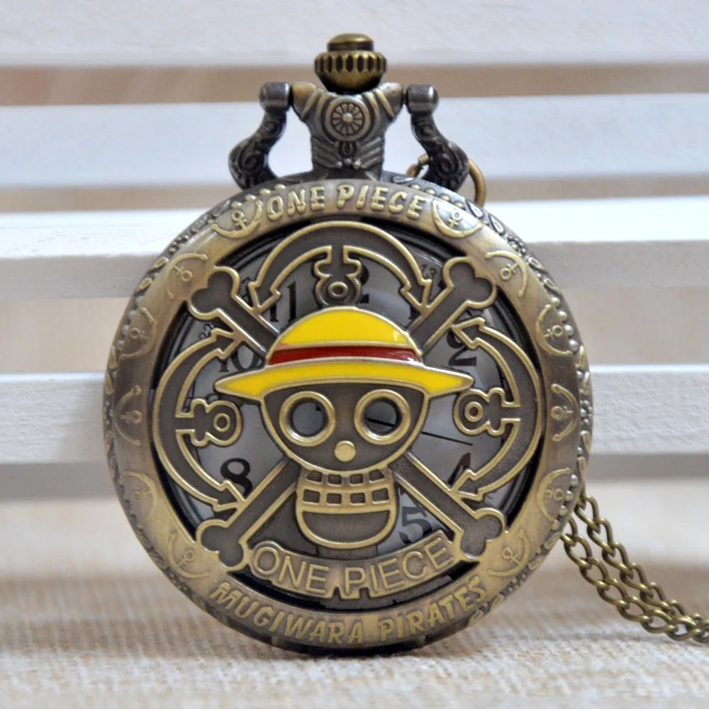 Модные цельные кварцевые карманные часы с черепом пиратской желтой шляпой