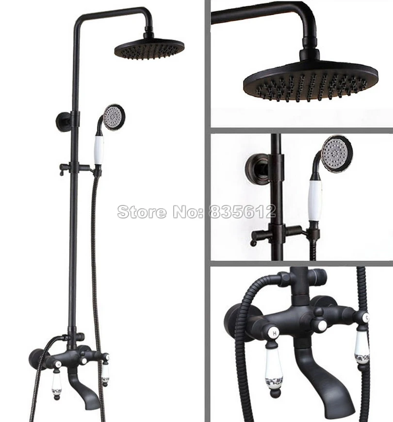 Ванная комната дождь смеситель для душа набор черный масло втирают Бронзовый