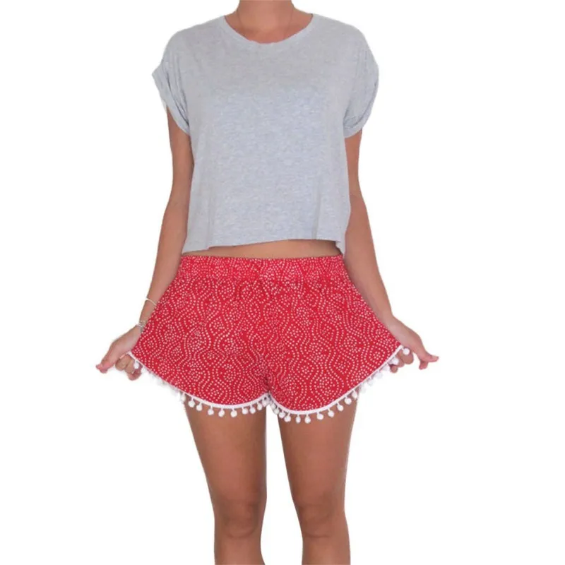 

Women Girl Casual Shorts Elastic Waist Acetate Summer Style Short Pants