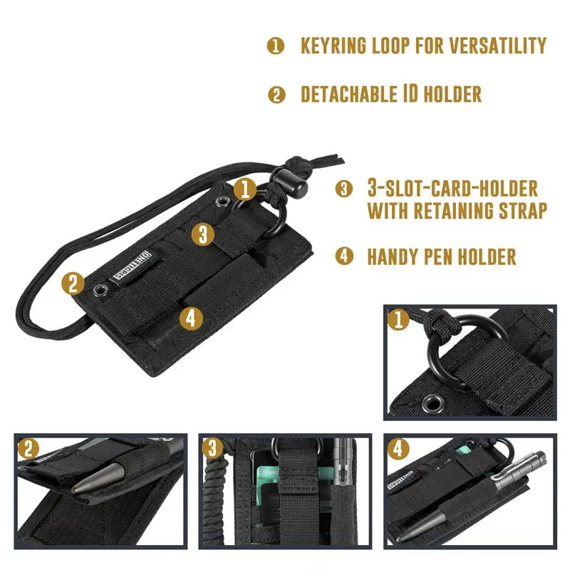 OneTigris Army Fan Tactical ID Card Case Patch Neck Lanyard and Credit Card Organizer ID Card Holder