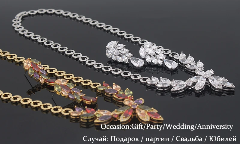 2017 Роскошные комплекты украшений в виде листьев и капель воды для свадьбы