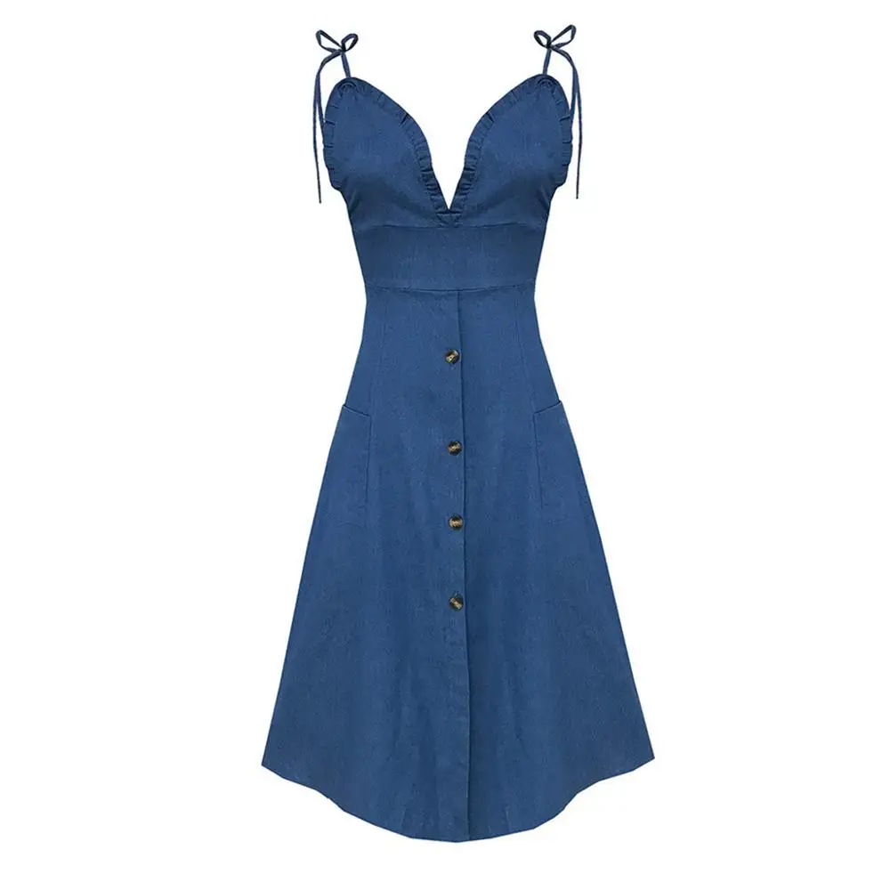 Женское джинсовое платье без рукавов jurken zomer Повседневное трапециевидной формы с