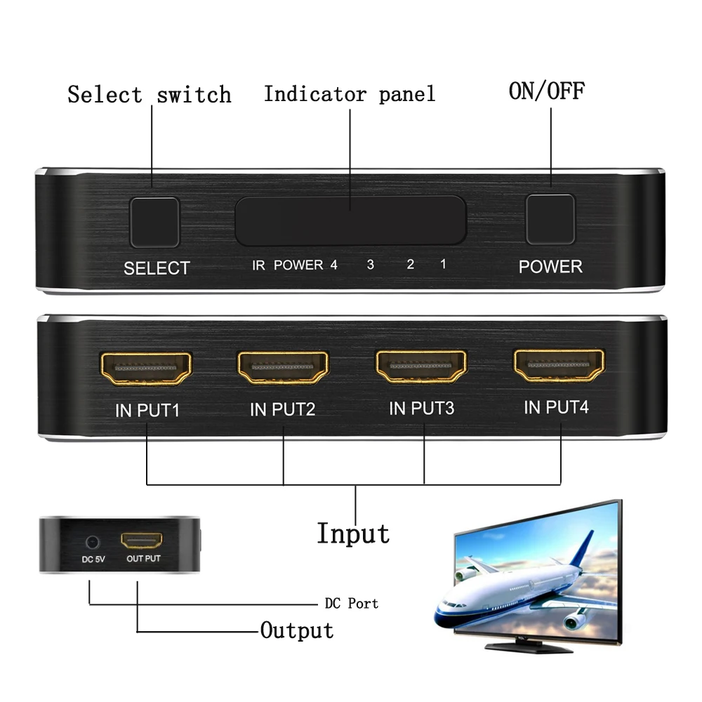 Мини Коммутатор HDMI с ИК пультом 4 в 1 k/60Hz 2 0 версия Full HD 1080P HDCP коммутатор 3D Для HDTV PS4