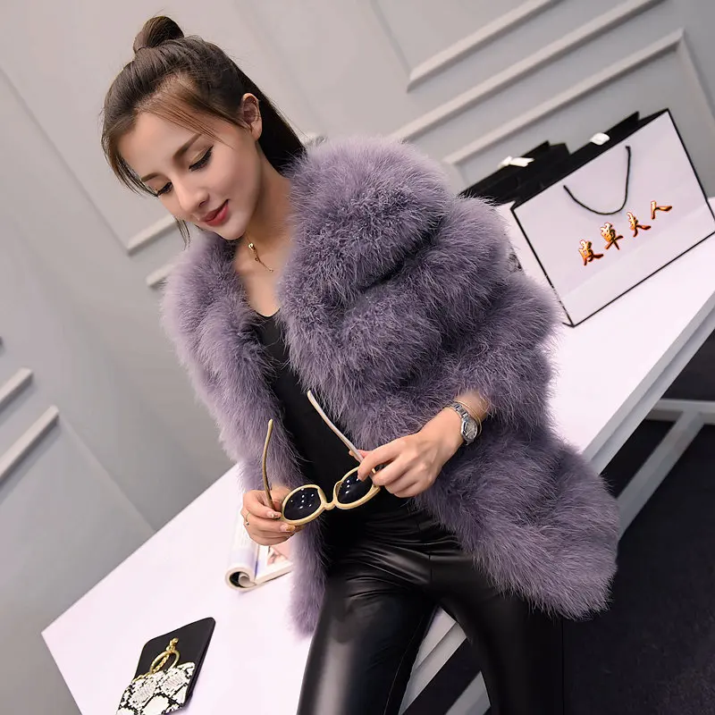 Autumn and winter long neck thickening slim slim ostrich fur coat female free shipping T2